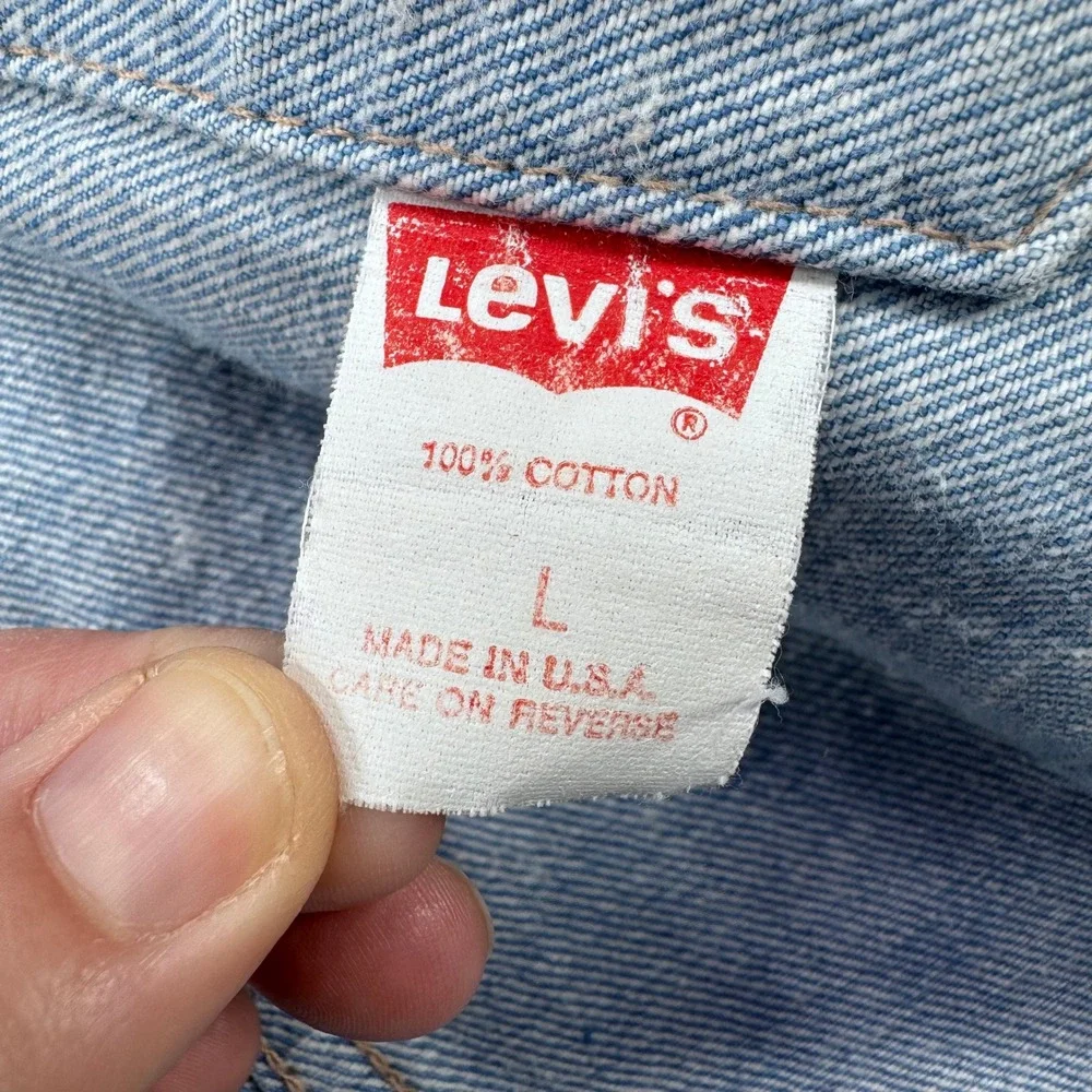 Vintage 80s Levis Trucker Jacket Mens L 70507 0208 Blue Acid Wash Made In USA - Picture 3 of 10